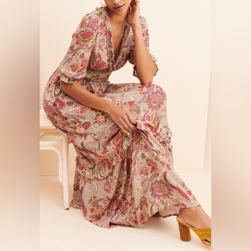 BTFL-LIFE  Floral Ruffle Maxi Dress Size Small